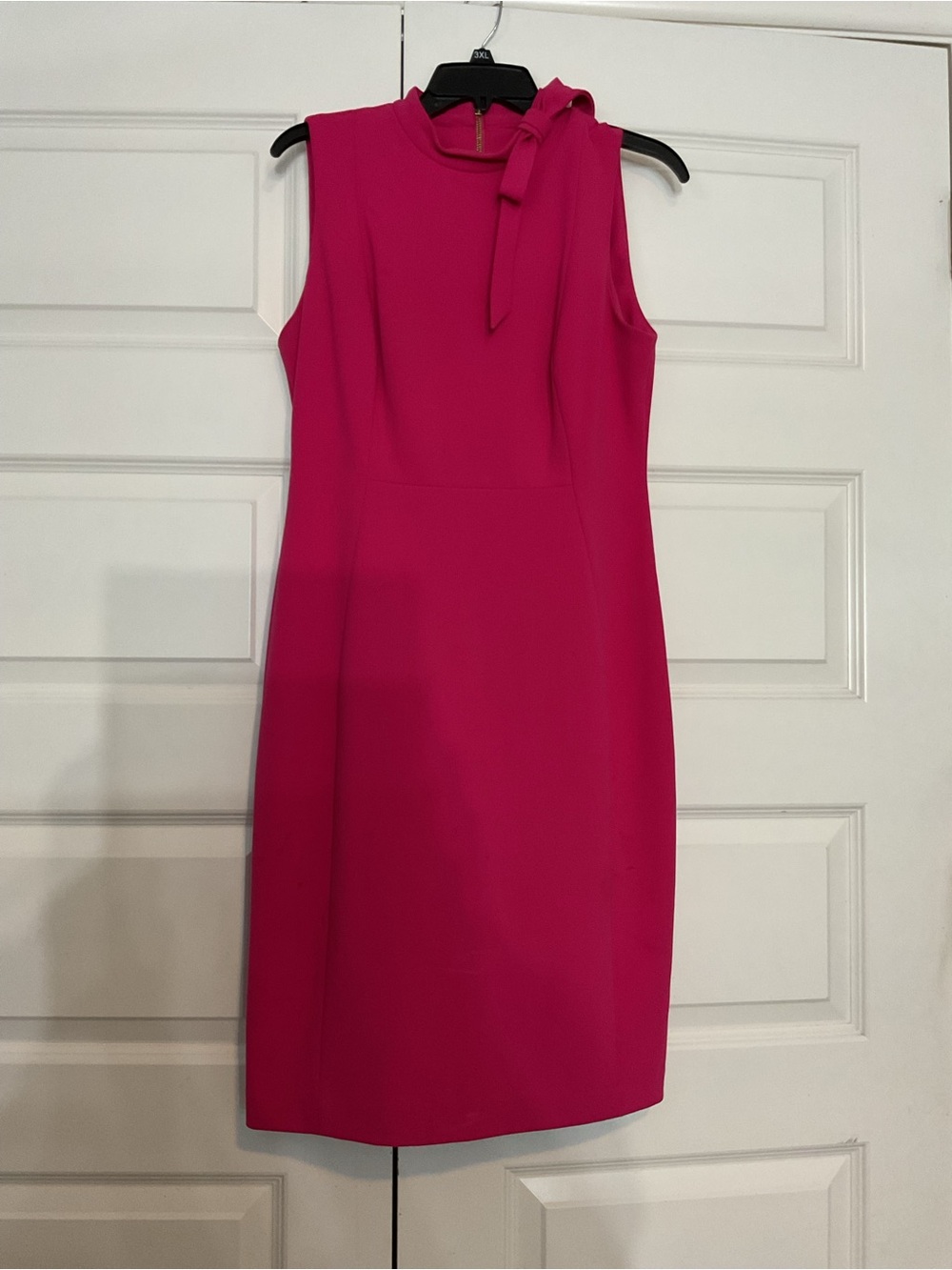 Calvin Klein Sleeveless Tie-Detail Sheath Dress in Fuchsia Pink